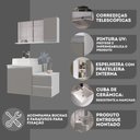 Ver imagem 2 de Conjunto Gabinete Banheiro Cross 80 (gabinete+espelheira+cuba) Branco Cinza