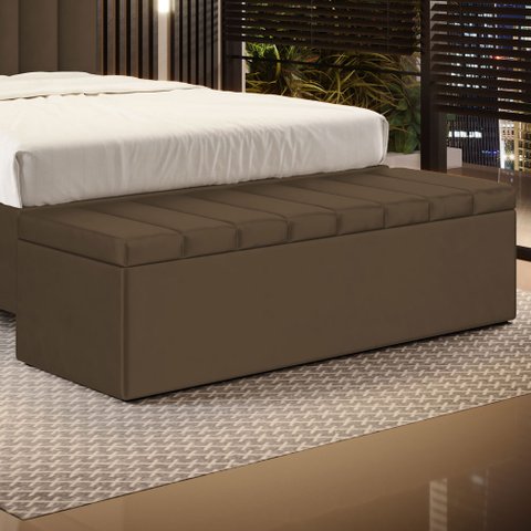 Calçadeira Baú Navi 160 para Cama Queen N-029 Veludo Capuccino Aradecor