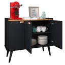 Ver imagem 4 de Aparador Buffet Pequeno Balcão Armário Cozinha 3 Portas Prateleira Cantinho Café Sala Estar Retrô