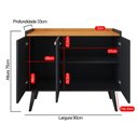 Ver imagem 5 de Aparador Buffet Pequeno Balcão Armário Cozinha 3 Portas Prateleira Cantinho Café Sala Estar Retrô