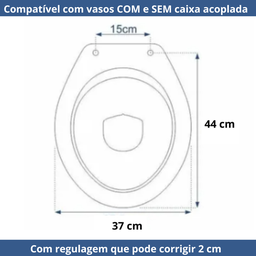 Tampa de Vaso Sanitário Assento Soft Close para Bacia de Ville Eternit 1.6gpf 6.0lpf Retira Fácil - 7