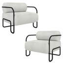Ver imagem 1 de Kit 2 Poltronas Decorativas Sala de Estar Polatsk Base Industrial de Ferro Bouclê Cinza Claro G33 - 