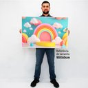Ver imagem 2 de Quadro Decorativo Arco Iris em Moldura Caixa Tacolado Moldura Caixa 3cm Madeira sem Vidro 60 X 90cm