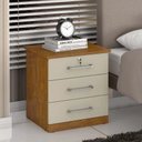 Ver imagem 1 de Mesa de Cabeceira Mesa de Cabeceira 3 Gavetas Vane com Chave: Cinamomo Offwhite