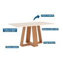 Ver imagem 2 de Conjunto: Mesa Sala Jantar Lins C/ Tampo Madeirado Reto 160x90cm e 6 Cadeiras Malu Nature/linho -