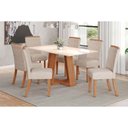 Ver imagem 1 de Conjunto: Mesa Sala Jantar Lins C/ Tampo Madeirado Reto 160x90cm e 6 Cadeiras Malu Nature/linho -