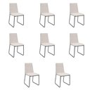Ver imagem 1 de Kit 8 Cadeiras de Jantar Cozinha Industrial Lexa Veludo Élpis Móveis Bege Claro Preta