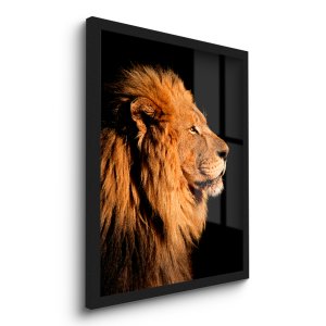 Quadro Decorativo Leão Rei Força Fé 45x33 C/vidro