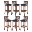 Ver imagem 1 de Kit 6 Banquetas Alta Estofada Anthurium 36 x 100 Cm Madeira Maciça Imbuia Facto Impermeável Marrom L