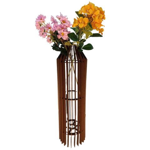 Vaso de Chão Decorativo Grande Mdf Penedo:marrom/90x20cm