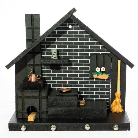Porta Chaves de Parede Casinha Mineira Artesanal G Preto