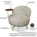 Ver imagem 3 de Poltrona Giratoria Glamour 704 Organica Linho Boucle 3301 Ezz