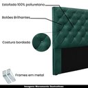 Ver imagem 3 de Cabeceira Estofada Casal Tàzio MDF-MDP Veludo Verde Floresta 140cm Gran Belo