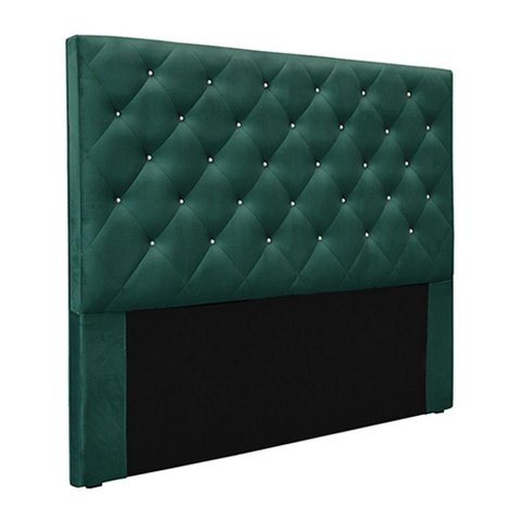 Cabeceira Estofada Casal Tàzio MDF-MDP Veludo Verde Floresta 140cm Gran Belo