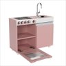 Mini Cozinha Infantil Luli com Pia e Fogao Rosa Branco Ofertamo - 3