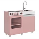 Ver imagem 5 de Mini Cozinha Infantil Luli com Pia e Fogao Rosa Branco Ofertamo