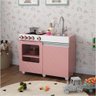 Mini Cozinha Infantil Luli com Pia e Fogao Rosa Branco Ofertamo - 2