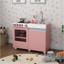Ver imagem 2 de Mini Cozinha Infantil Luli com Pia e Fogao Rosa Branco Ofertamo