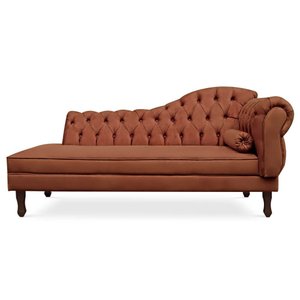Recamier Divã Cancun 185cm com Capitonê - Esquerda Suede:marrom