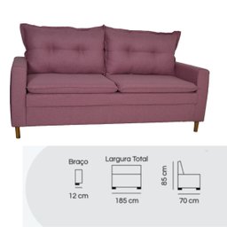 Sofá Milano na Caixa Estofado Rose Escuro 2 Lugares Compacto Semi Impermiável Montagem Fácil Pratica - 2