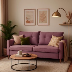 Sofá Milano na Caixa Estofado Rose Escuro 2 Lugares Compacto Semi Impermiável Montagem Fácil Pratica