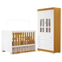Ver imagem 1 de Jogo de Quarto Infantil New Katatau Guarda Roupa e Berço Mini Cama Branco Fosco/savana - Reller Mó
