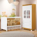 Ver imagem 2 de Jogo de Quarto Infantil New Katatau Guarda Roupa e Berço Mini Cama Branco Fosco/savana - Reller Mó