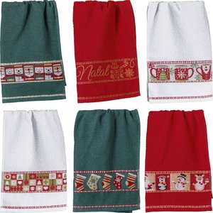 Kit 6 Pano de Copa Buongusto Natalino 44x65cm Sortidos