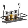 Kit Suporte Barra Cozinha Preta 70cm 3 Ganchos Ventosa Porta Rolos Temperos Condimentos - 4