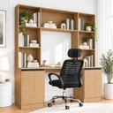 Ver imagem 1 de Conjunto Escritório com Mesa Estante 2 Portas e Cadeira Giratória Multimóveis MCR6114 Mad/Preto