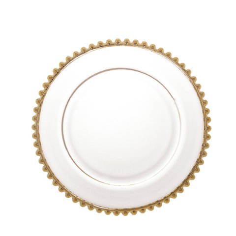 Prato Raso de Cristal Pearl Borda Dourada com 6 Wolff