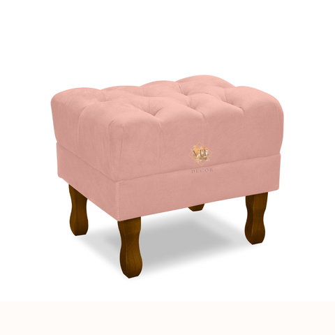 Puff Decorativo Retro Suede Rose Sala Quarto