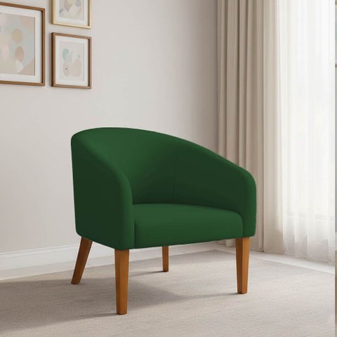 Poltrona Sala Decorativa Stella Pé Madeira Trapézio Castanho Suede D03 - D’Rossi