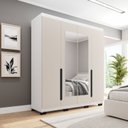 Ver imagem 1 de Guarda-Roupa Casal 4 Portas com Espelho Madrid Bege/Creme/Branco