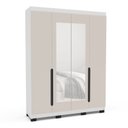 Ver imagem 2 de Guarda-Roupa Casal 4 Portas com Espelho Madrid Bege/Creme/Branco