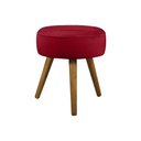 Ver imagem 3 de Conjunto Poltrona Decorativa Opala e Puff Redondo Pés Palito Suede Vermelho UlissesDecor
