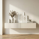 Ver imagem 1 de Aparador Eros 110 Suspenso com 2 Gavetas Estilo Minimalista para Sala Estar ou Escritório:off White