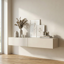 Ver imagem 2 de Aparador Eros 110 Suspenso com 2 Gavetas Estilo Minimalista para Sala Estar ou Escritório:off White