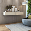 Ver imagem 3 de Aparador Eros 110 Suspenso com 2 Gavetas Estilo Minimalista para Sala Estar ou Escritório:off White