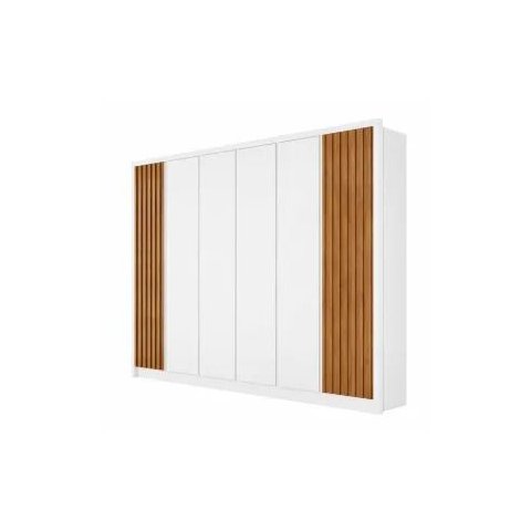 Guarda Roupa Casal 2.44 Ripado Branco Naturale 6 Portas em MDF Zurich Bianchi