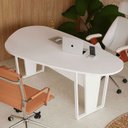 Ver imagem 1 de Mesa Escrivaninha Escritório Orgânica 185x100cm Pés em Metal 100% MDF Industrial Executive