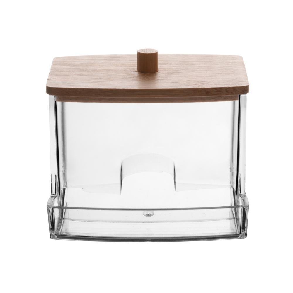 Porta Cotonete Retangular com Tampa de Bambu My Box 9cm - 2