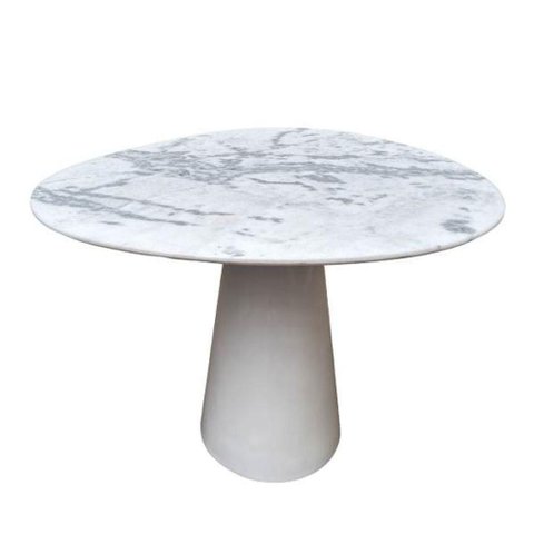 Mesa de Jantar Cone Redonda Orgânica Sol 110x100cm Marmore Branco Extra