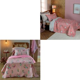 Combo 2 Kits Cobre Leito Solteiro Infantil Casual Kids Appel Uni e Unicórnio Love - 2