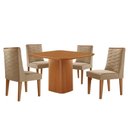Ver imagem 1 de Conjunto: Mesa de Cozinha Maldivas Tampo Curvo 90cm+4 Cadeiras Dafne Madeira Naturale - Capuccino/