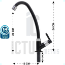 Ver imagem 2 de Torneira Pia Cozinha/banheiro Preta Bica Móvel 1/4 de Volta Abs Giratória Único