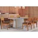 Ver imagem 1 de Conjunto: Mesa Sala Jantar Tilia Curvo 180cm + 6 Cadeiras Havana Naturale/off White - Suede Marrom