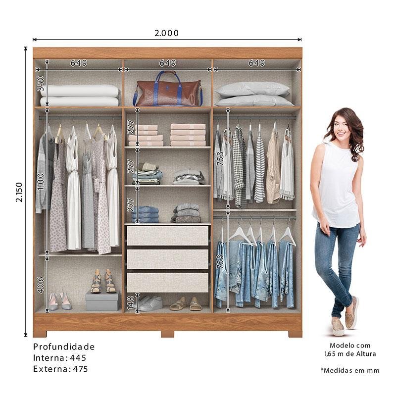Guarda Roupa Casal Ambiente B367 Nature Henn com Espelho - Briz