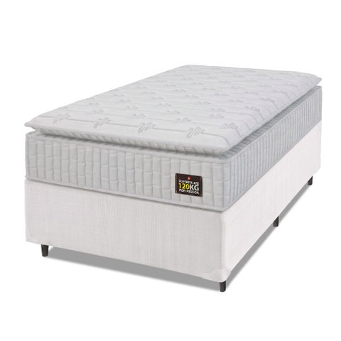 Cama Box Colchão Solteiro Espuma D33 Vangogh Pillow Top 88x188x67cm Branco Hellen