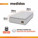 Ver imagem 4 de Cama Box Colchão Solteiro Espuma D33 Vangogh Pillow Top 88x188x67cm Branco Hellen